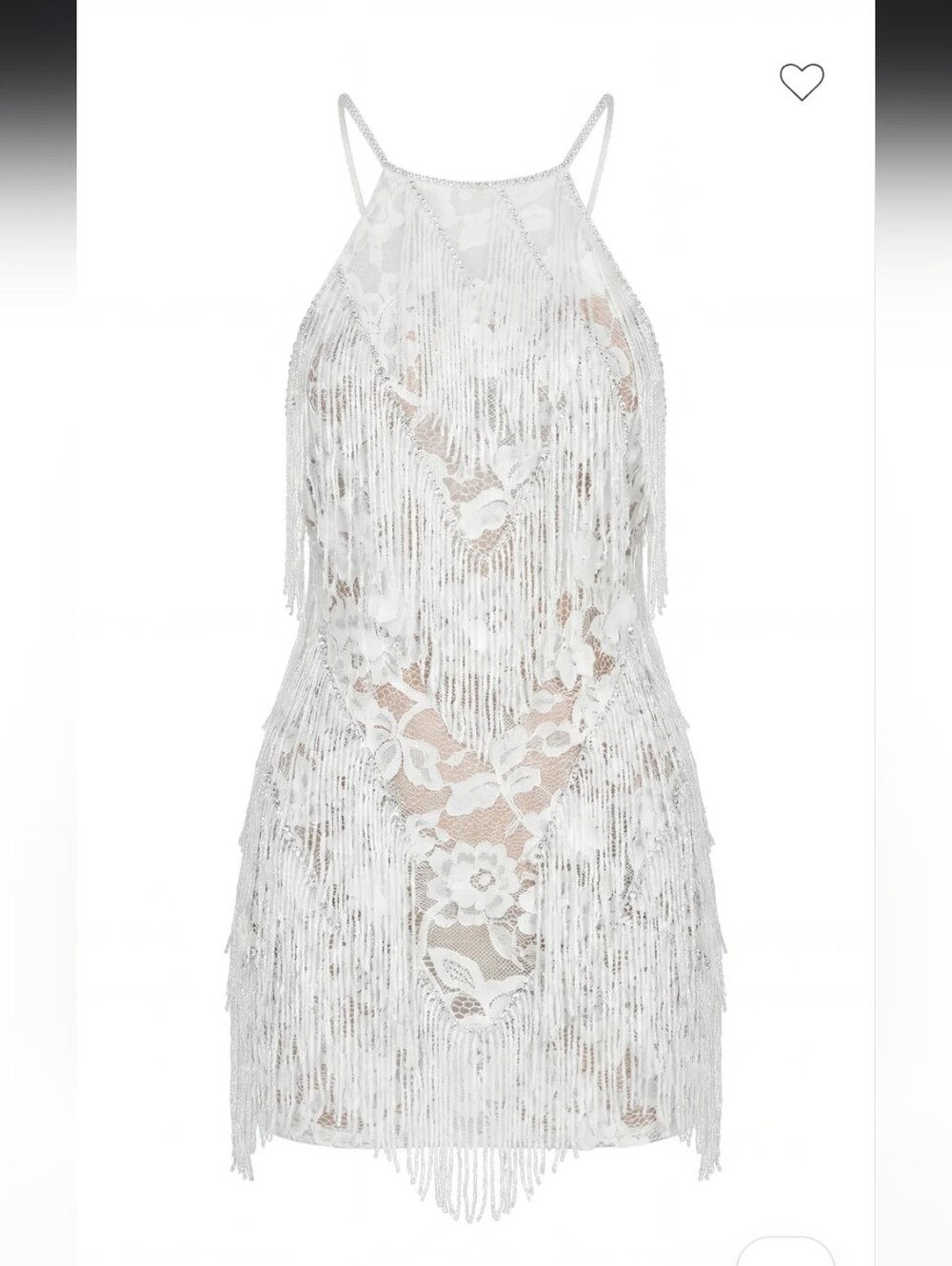 Ivory Lace Mini Dress with Beaded Fringe from ItsMilla